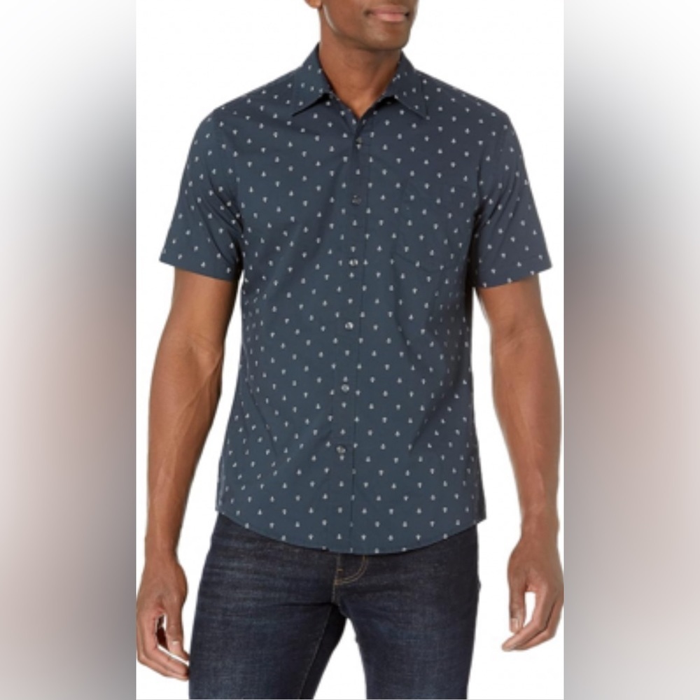NWT Amazon Essentials Men's Regular-Fit Short-Sleeve Print‎ Shirt - Size XS